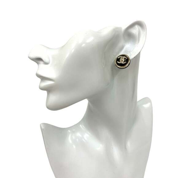 CHANEL Black Logo Earrings